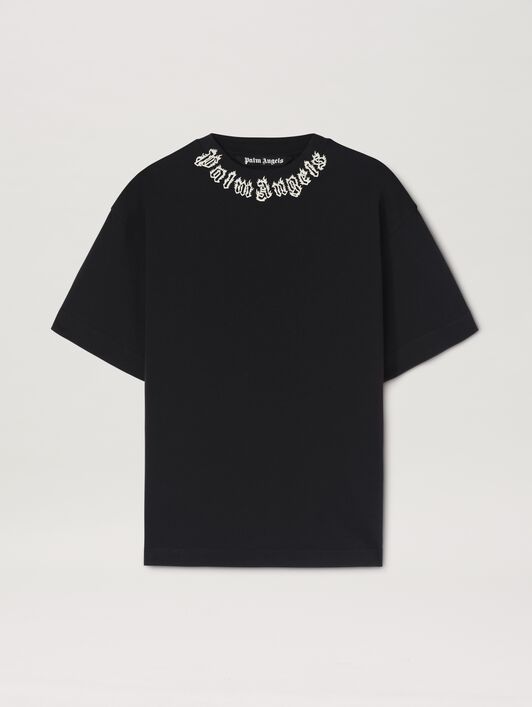 PALM ANGELS  Flame logo T-shirt NERO - BIANCO PMAA001S25JER002