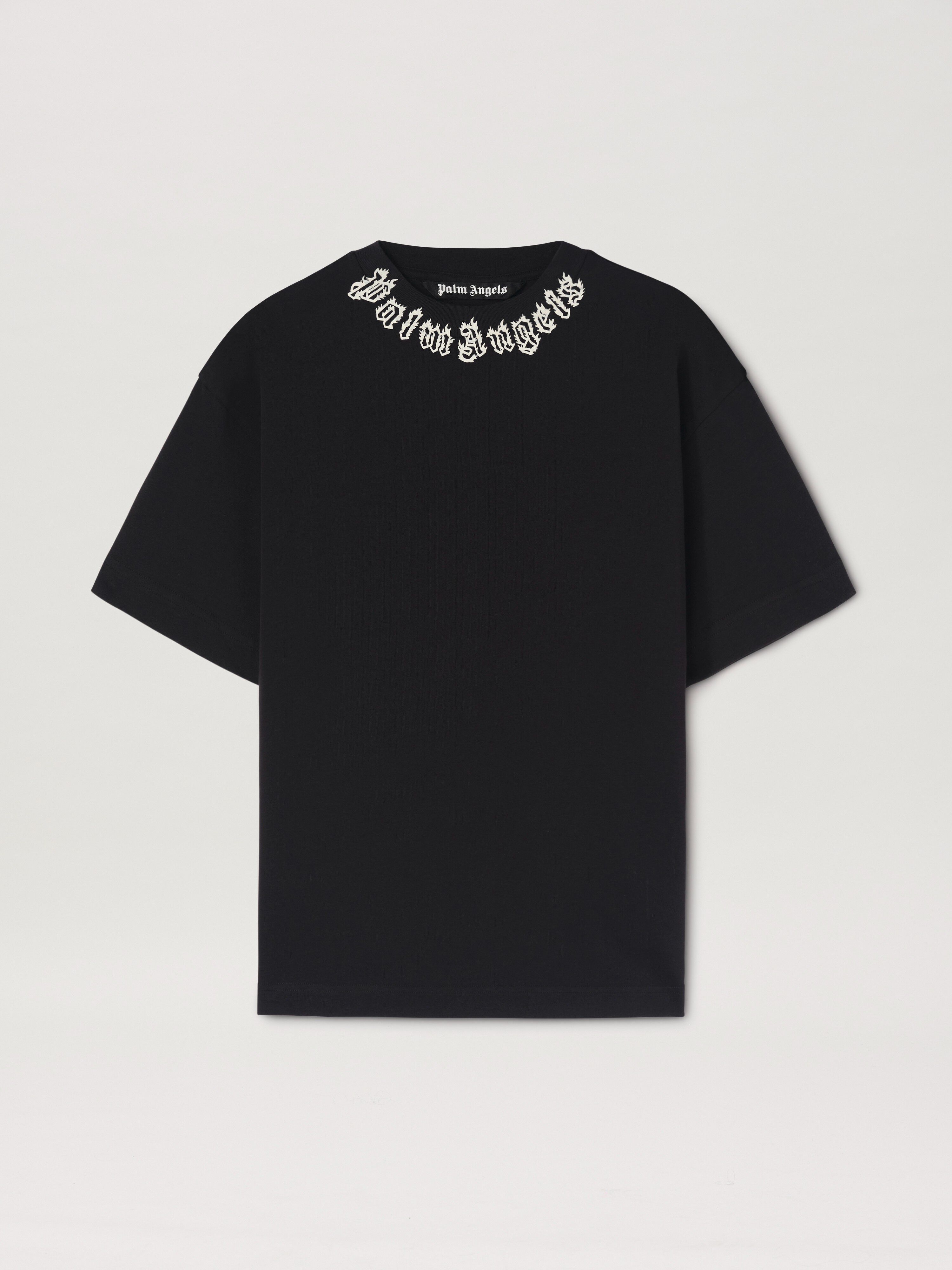 PALM ANGELS  Flame logo T-shirt NERO - BIANCO PMAA001S25JER002