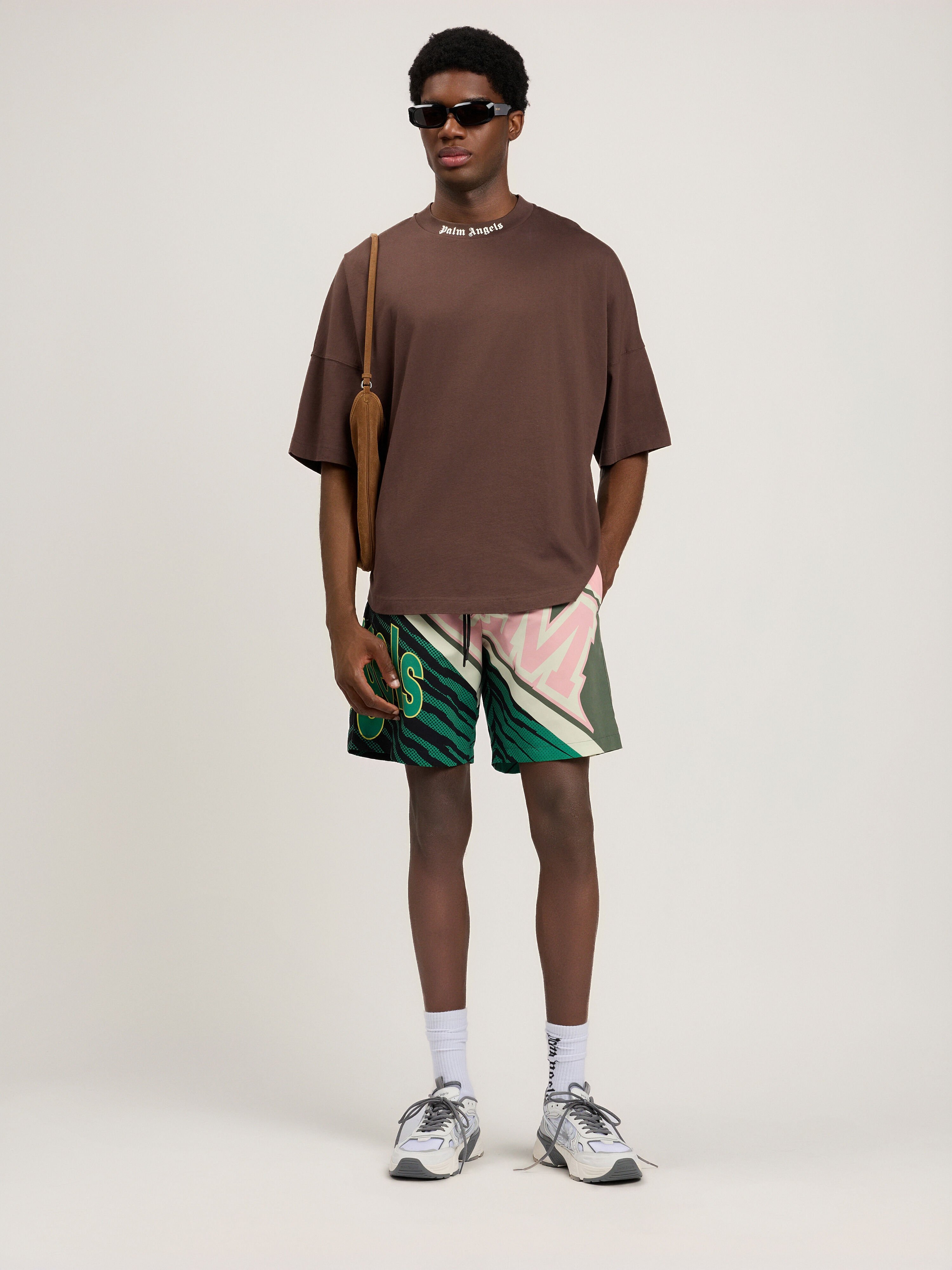 PALM ANGELS Classic Logo Over T-Shirt BROWN OFF WHITE PMAA10BS26JER001