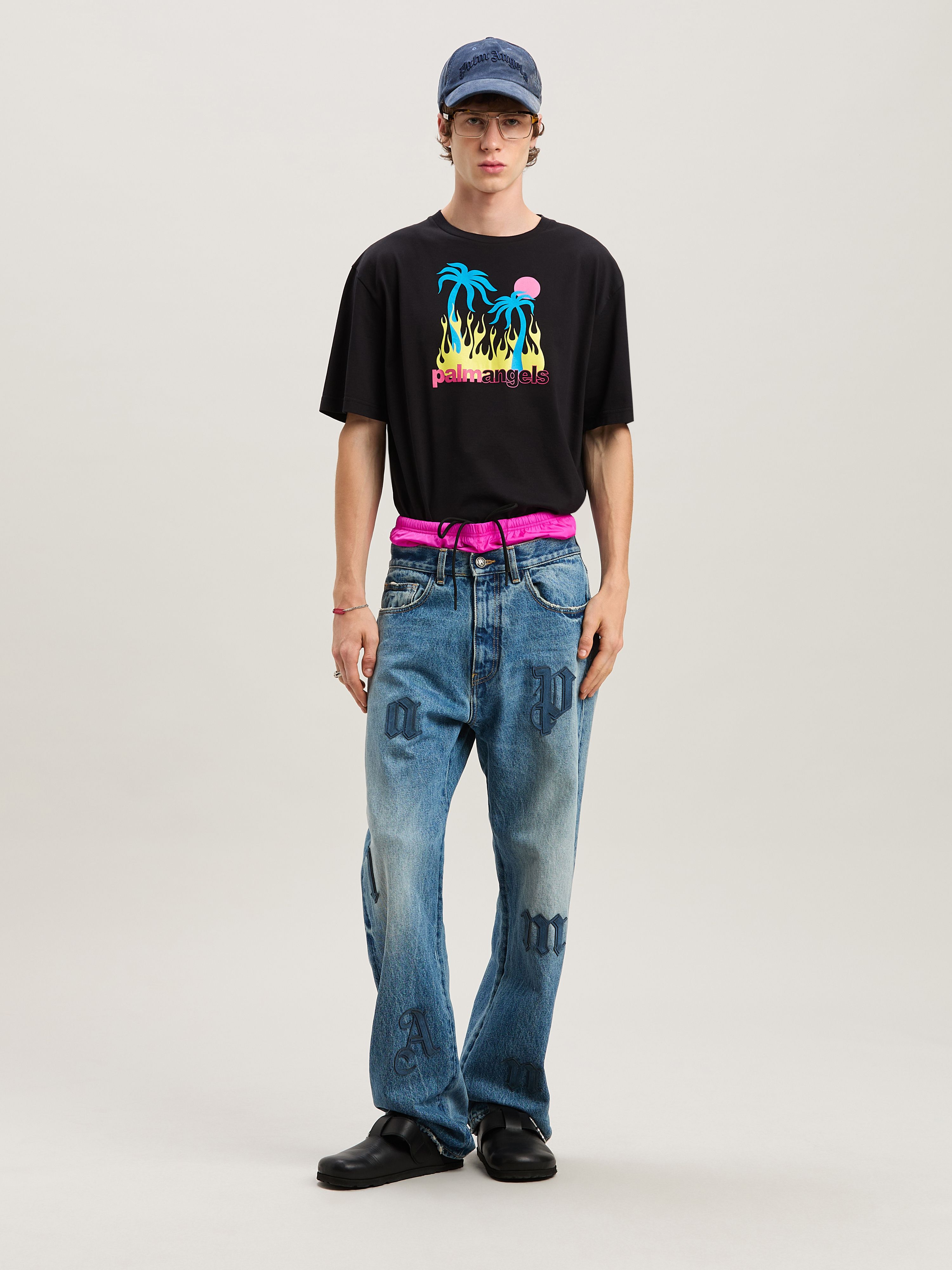 PALM ANGELS  Logo Patch denim pants LIGHT BLUE - LIGHT BLUE PMYA041S25DEN006