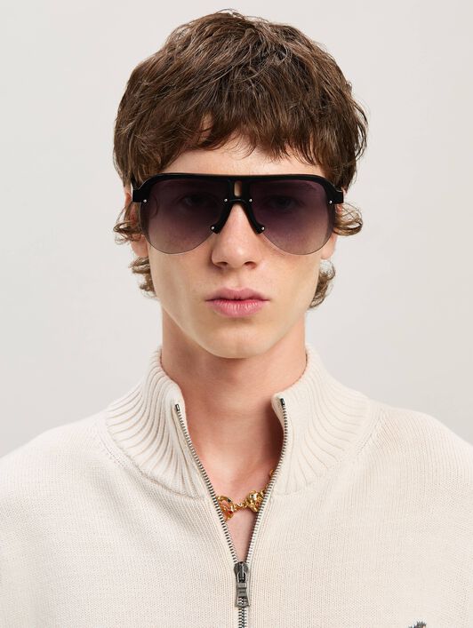 PALM ANGELS  Trinity sunglasses BLACK - GREY MELANGE PERI10BS25PLA001