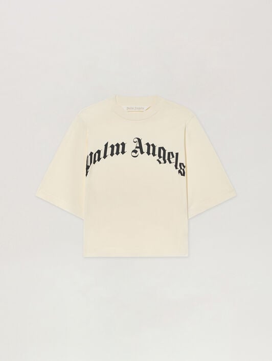 T-Shirt Squadrata Con Logo Curvo PALM ANGELS T-Shirt Squadrata Con Logo Curvo OFF WHITE - BLACK PAWAA03F26JR01