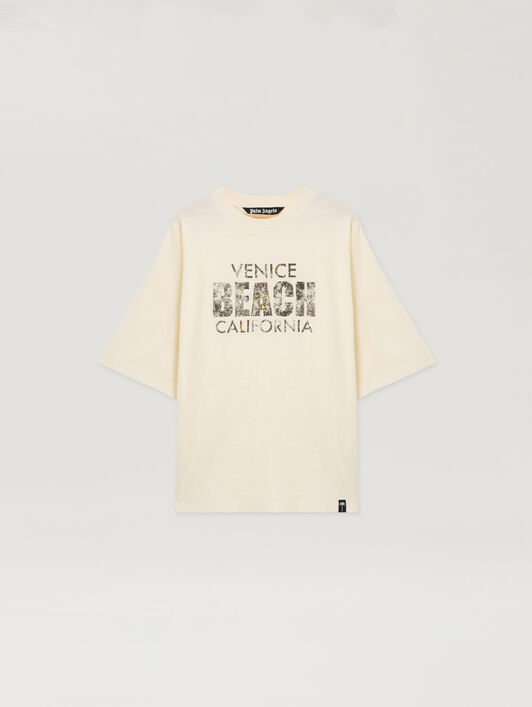PALM ANGELS Cali Vibes Loose Tee OFF WHITE - MULTICOLOR PAMAA03F26JR05