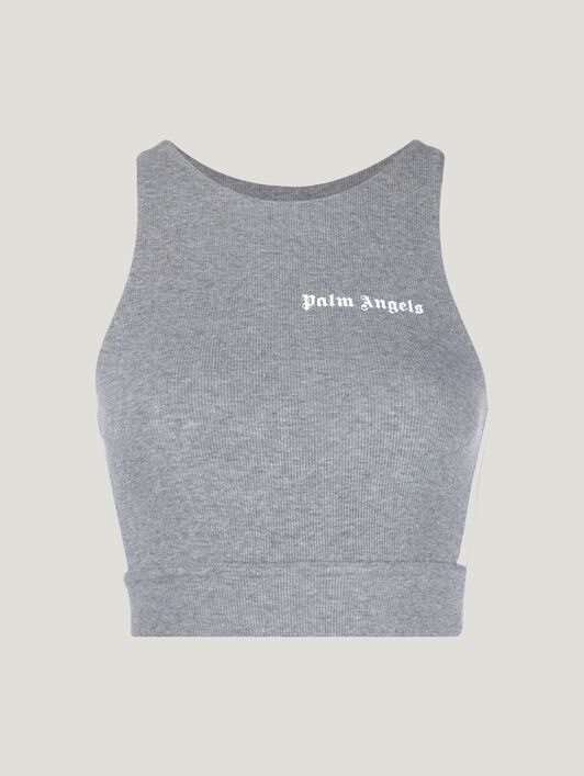 PALM ANGELS Training Track Top MELANGE GREY WHITE PWVO001C99FAB001