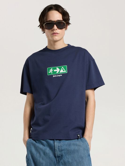 Street Signals Regular T-Shirt PALM ANGELS Street Signals Regular T-Shirt NAVY BLUE - GREEN PAMAA01W26JR09