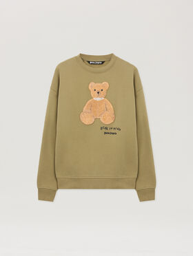 PALM ANGELS Bear In Mind Crewneck Sweatshirt ARMY GREEN - BROWN PMBA08HF25FLE004