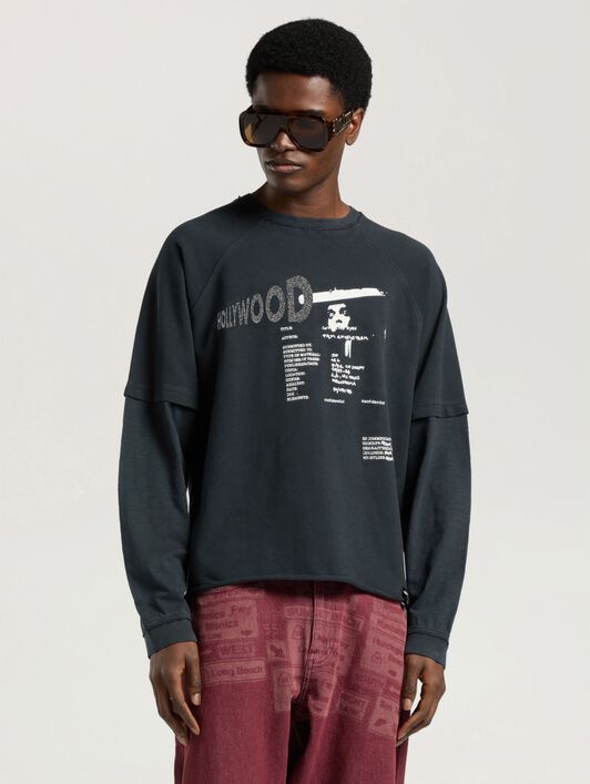 PALM ANGELS Neon Boulevard Double Layer Long Sleeve Top ANTHRACITE - MULTICOLOR PAMAB03W26JR02