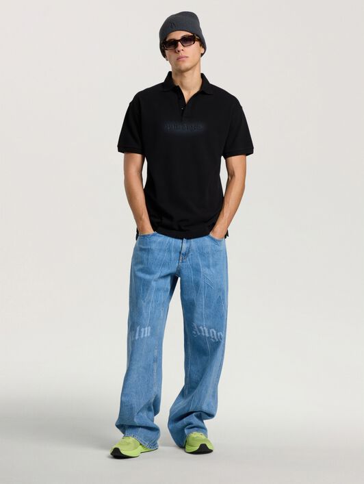 PALM ANGELS Polo Logo Spray BLACK - GREY PAMGB02F26FB02