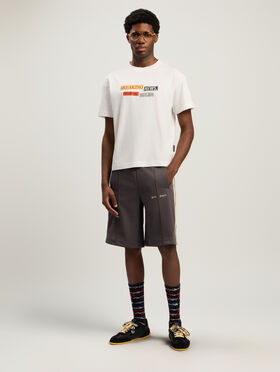PALM ANGELS Classic Logo Track Shorts DARK GREY - OFF WHITE PMCL009F25FAB002