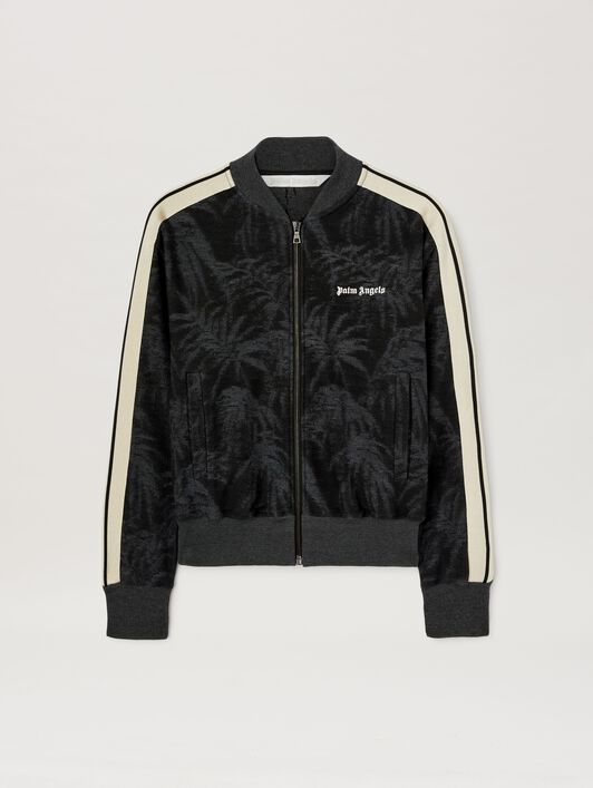 PALM ANGELS  Jacquared Palms Track Jacket BLACK - OFF WHITE PWBD050S25FAB001