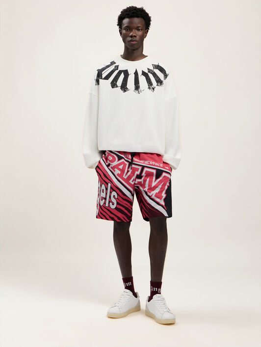 PALM ANGELS Big Neck Logo Loose Sweatshirt OFF WHITE BLACK PMBA08JS26FLE001