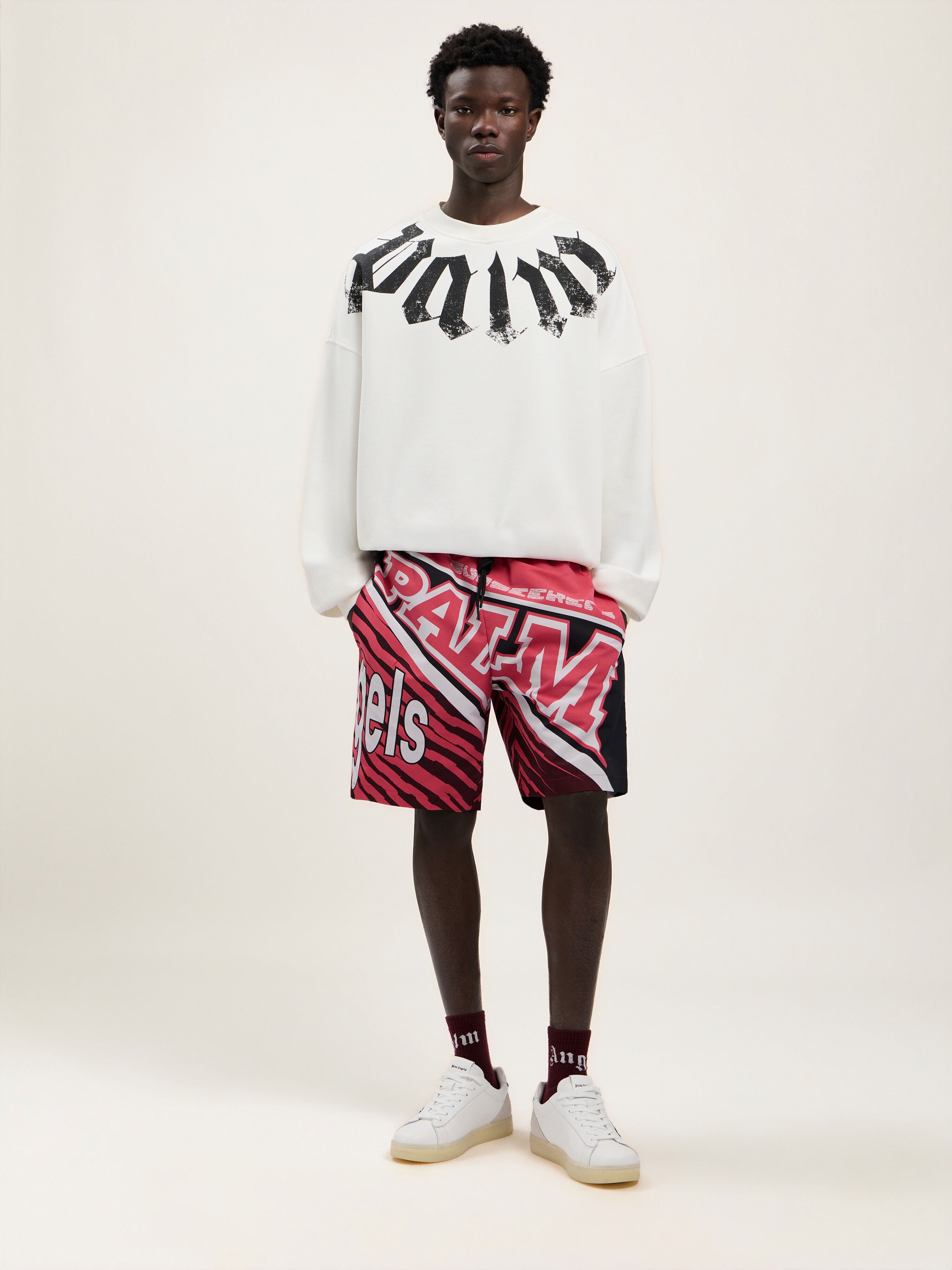 PALM ANGELS Big Neck Logo Loose Sweatshirt OFF WHITE BLACK PMBA08JS26FLE001