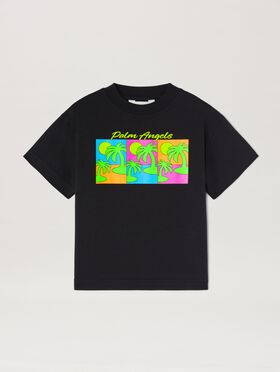 PALM ANGELS  Triple Palm T-shirt BLACK GREEN FLUO PBAA003S25JER008