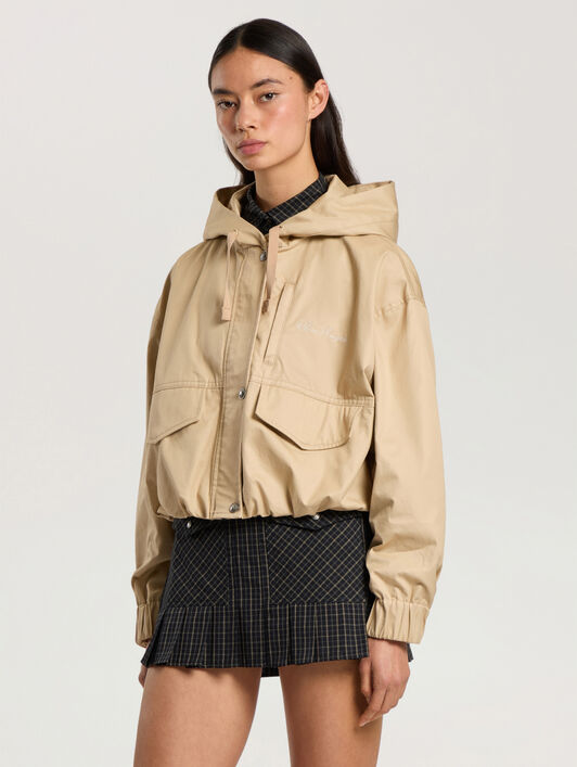 PALM ANGELS Palm Sway Loose Windbreaker KAKI - KAKI PAWEB03F26FB01