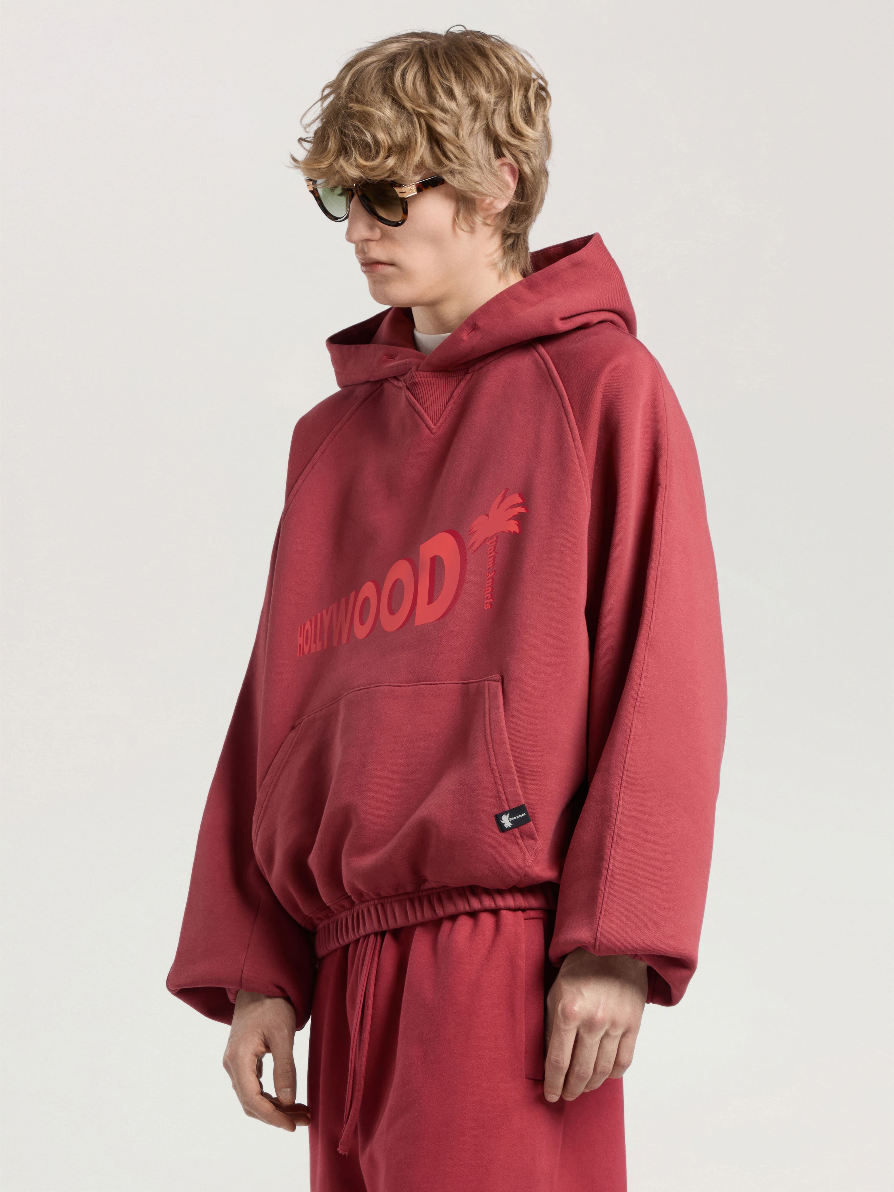 Sunset Blvd Palm Loose Hoodie PALM ANGELS Sunset Blvd Palm Loose Hoodie BRICK RED - RED PAMBB04W26FL02