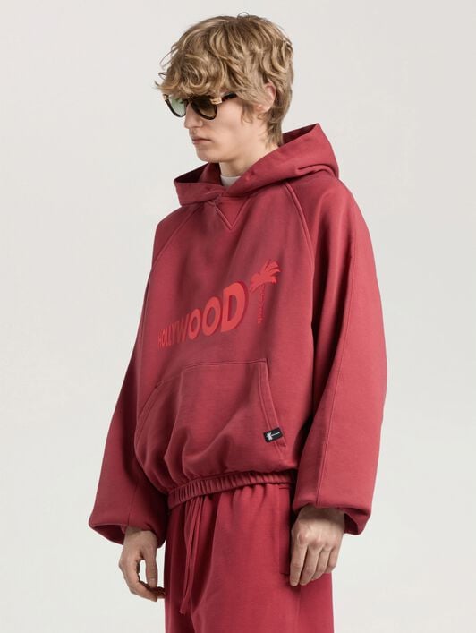 Sunset Blvd Palm Loose Hoodie PALM ANGELS Sunset Blvd Palm Loose Hoodie BRICK RED - RED PAMBB04W26FL02