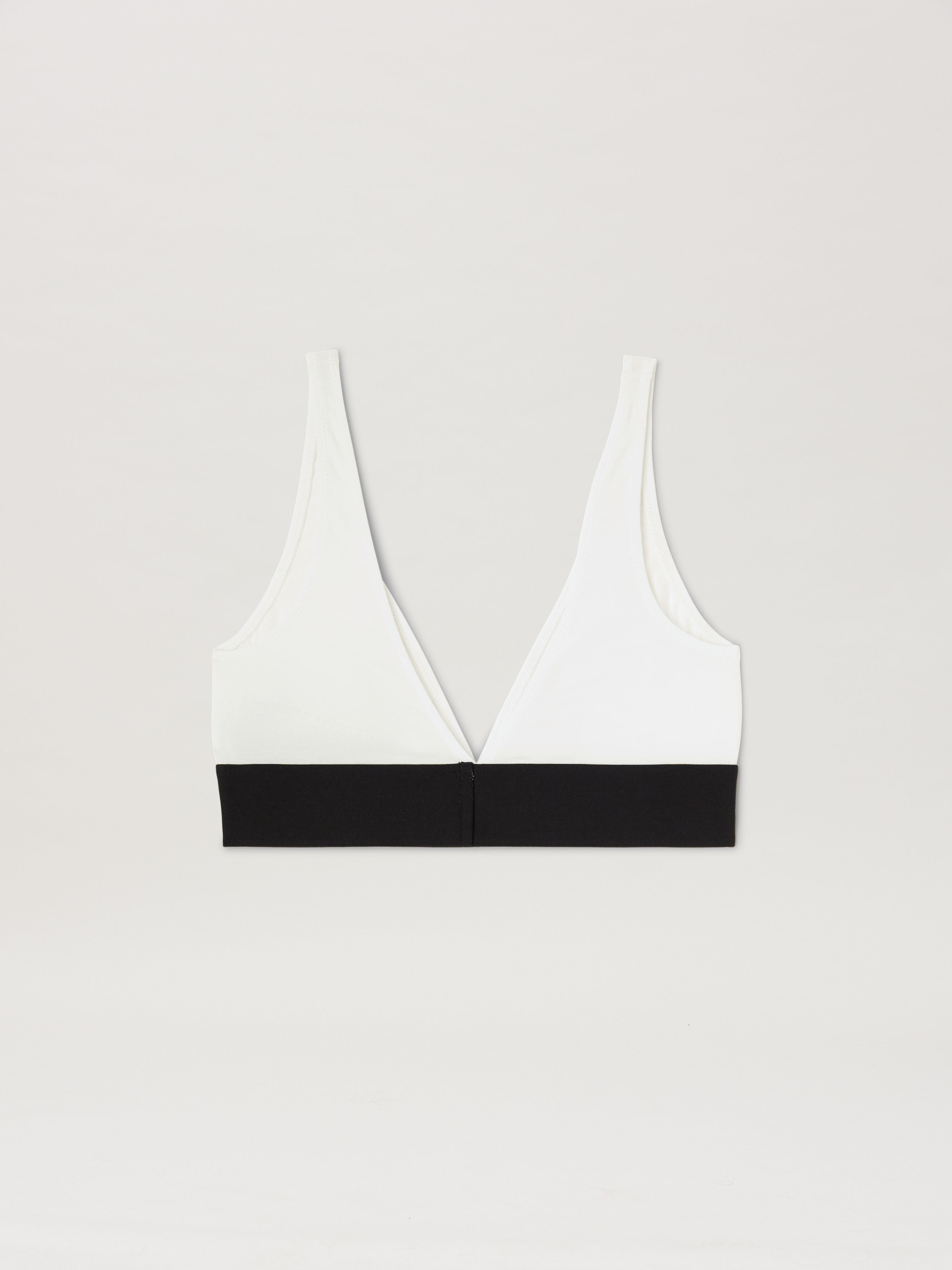 PALM ANGELS Logo Band Triangle Bra WHITE - BLACK PWUB001C99FAB003