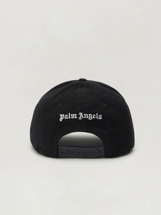 PALM ANGELS  Classic logo cap Black White PMLB003C99FAB001