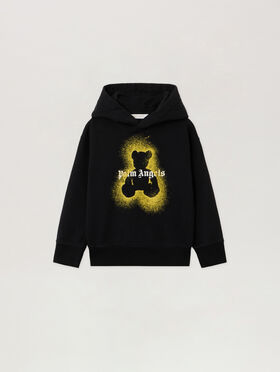 PALM ANGELS Pa Spray Bear Reg.Hoodie BLACK - OCHER YELLOW PBBB012F25FLE005