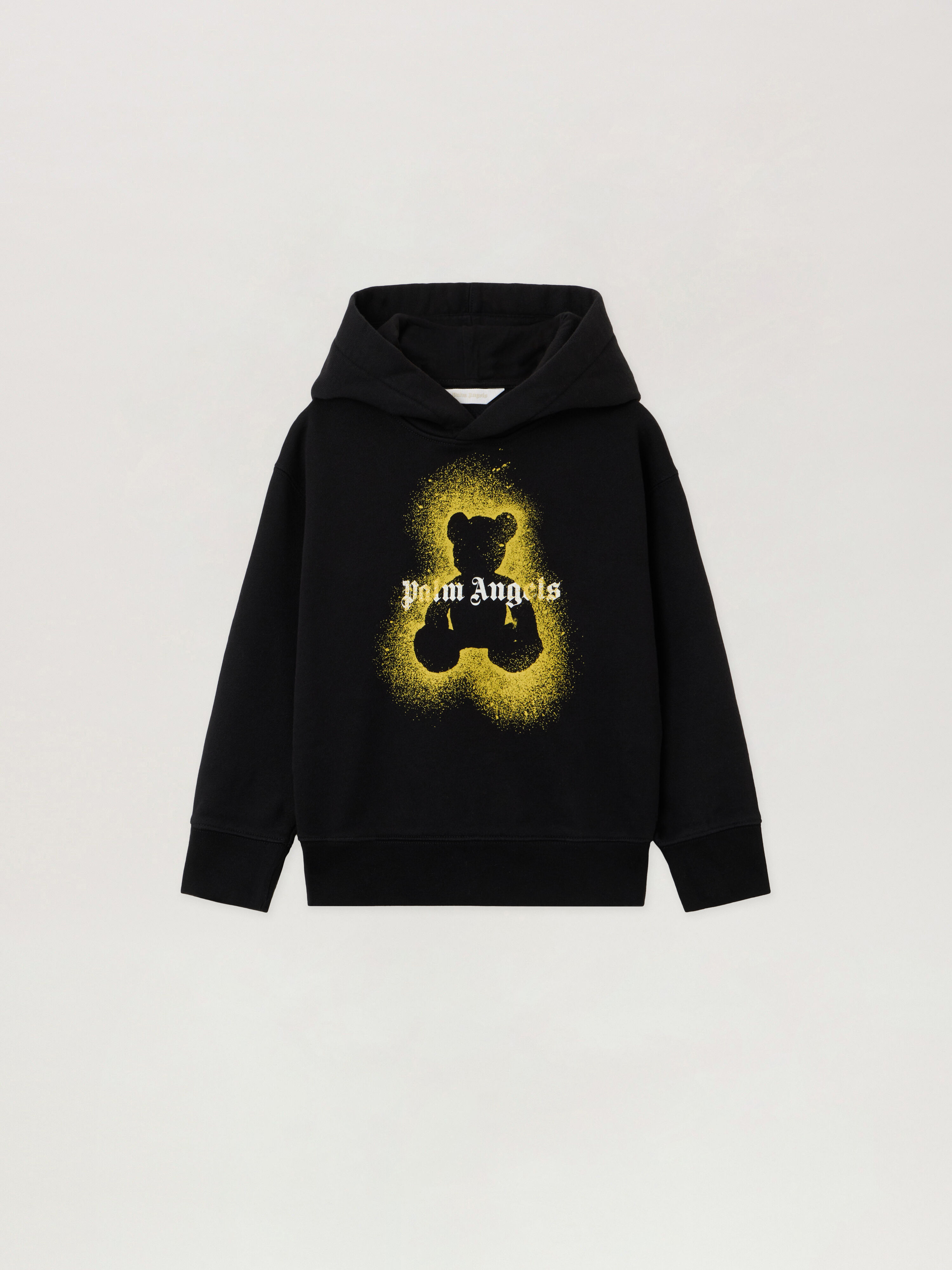 PALM ANGELS Pa Spray Bear Reg.Hoodie BLACK - OCHER YELLOW PBBB012F25FLE005