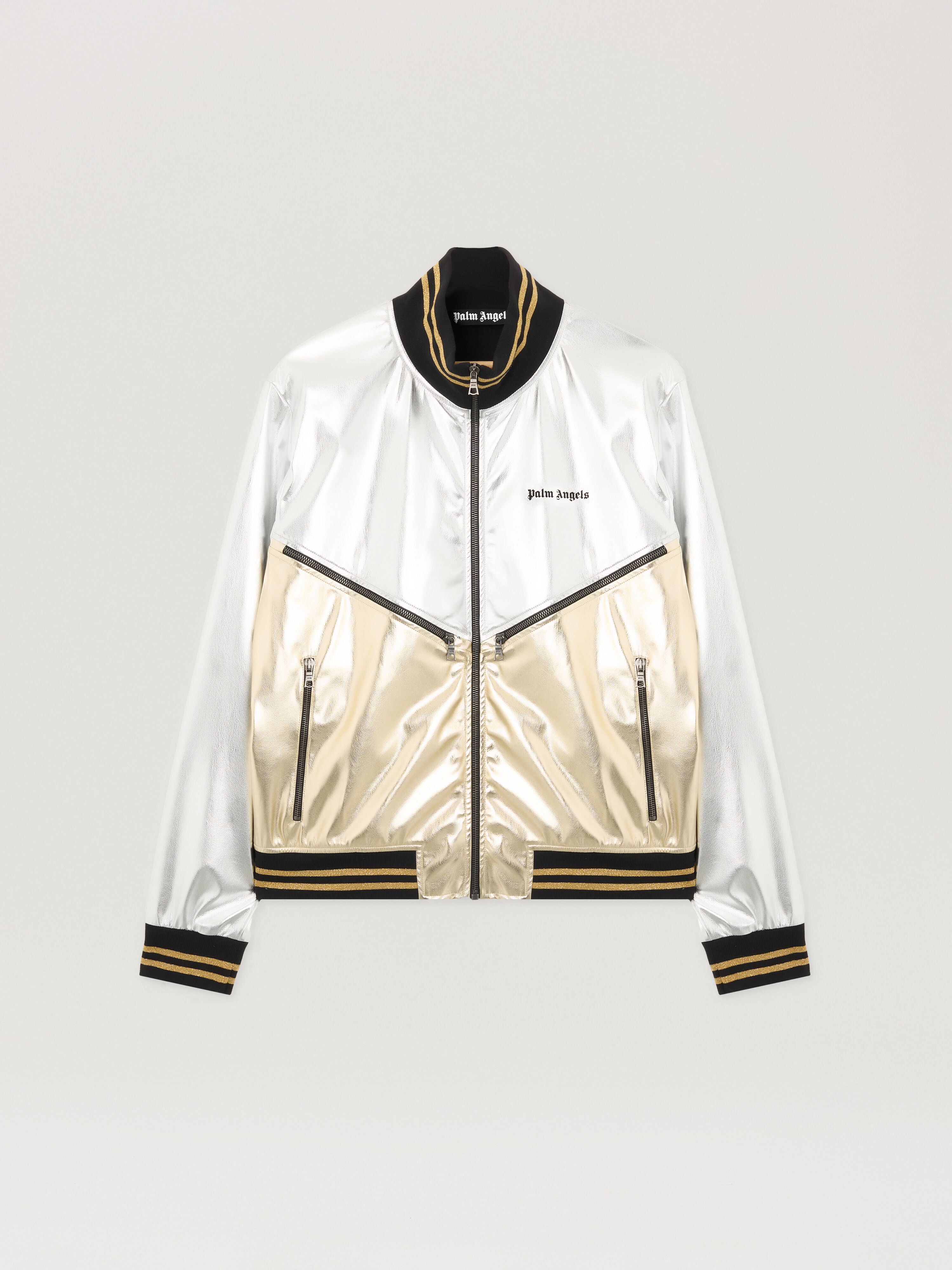 Laminated Coated Track Jacket in SILVER - GOLD for Men | Palm Angels®