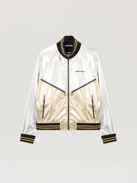PALM ANGELS Laminated Coated Track Jacket SILVER - GOLD PMJA046F25FAB001