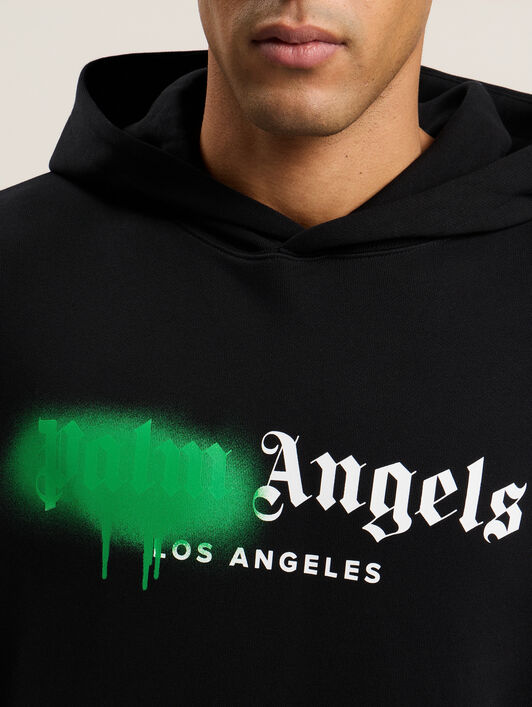 PALM ANGELS Spray City Los Angeles Hoodie Black/Green PMBB17DT26FLE001