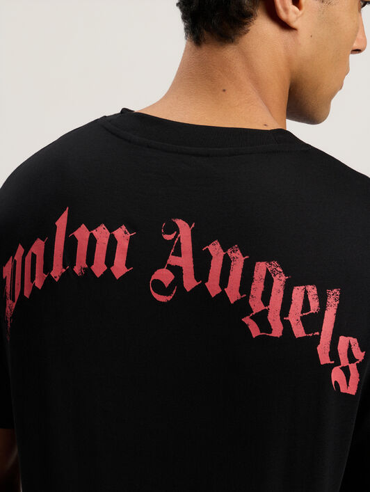 PALM ANGELS Spray Broken Bear T-Shirt Black/Pink PMAA109T26JER002