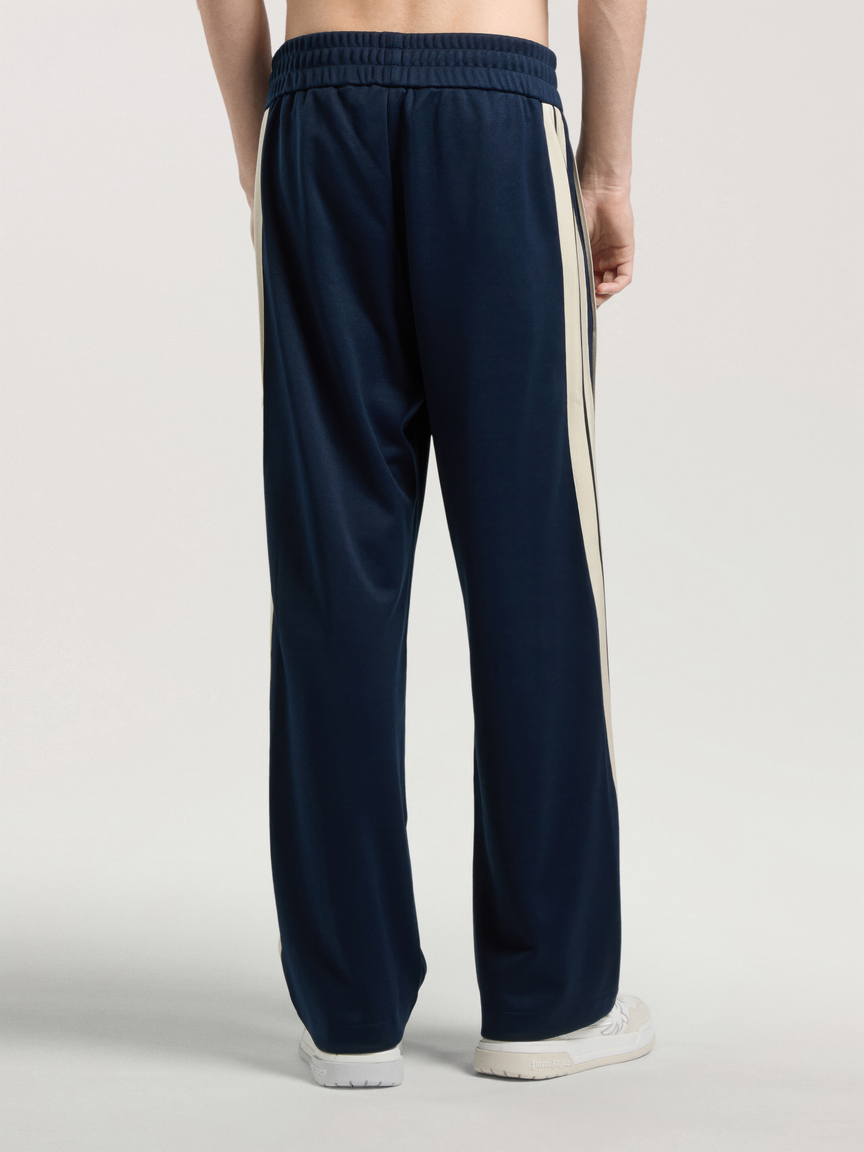 PALM ANGELS Palm Tree Striped Track Pants NAVY BLUE - OFF WHITE PAMCJ09W26FB01