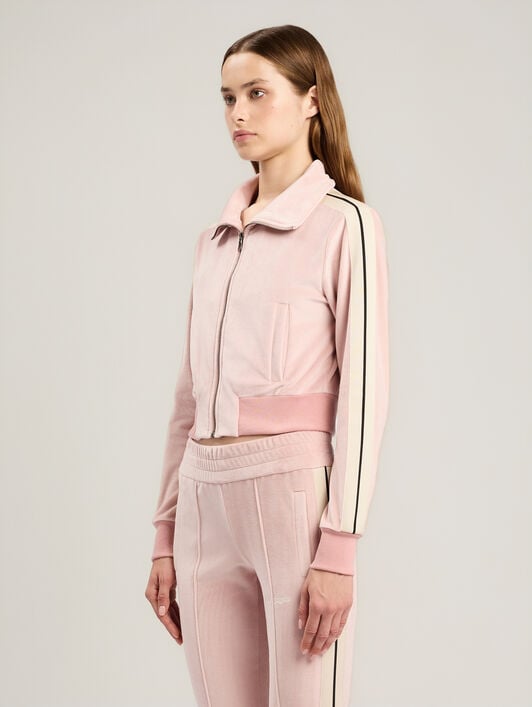 Logo Chenille Crop Track Jacket PALM ANGELS Logo Chenille Crop Track Jacket PINK OFF WHITE PWBD045S26FAB001