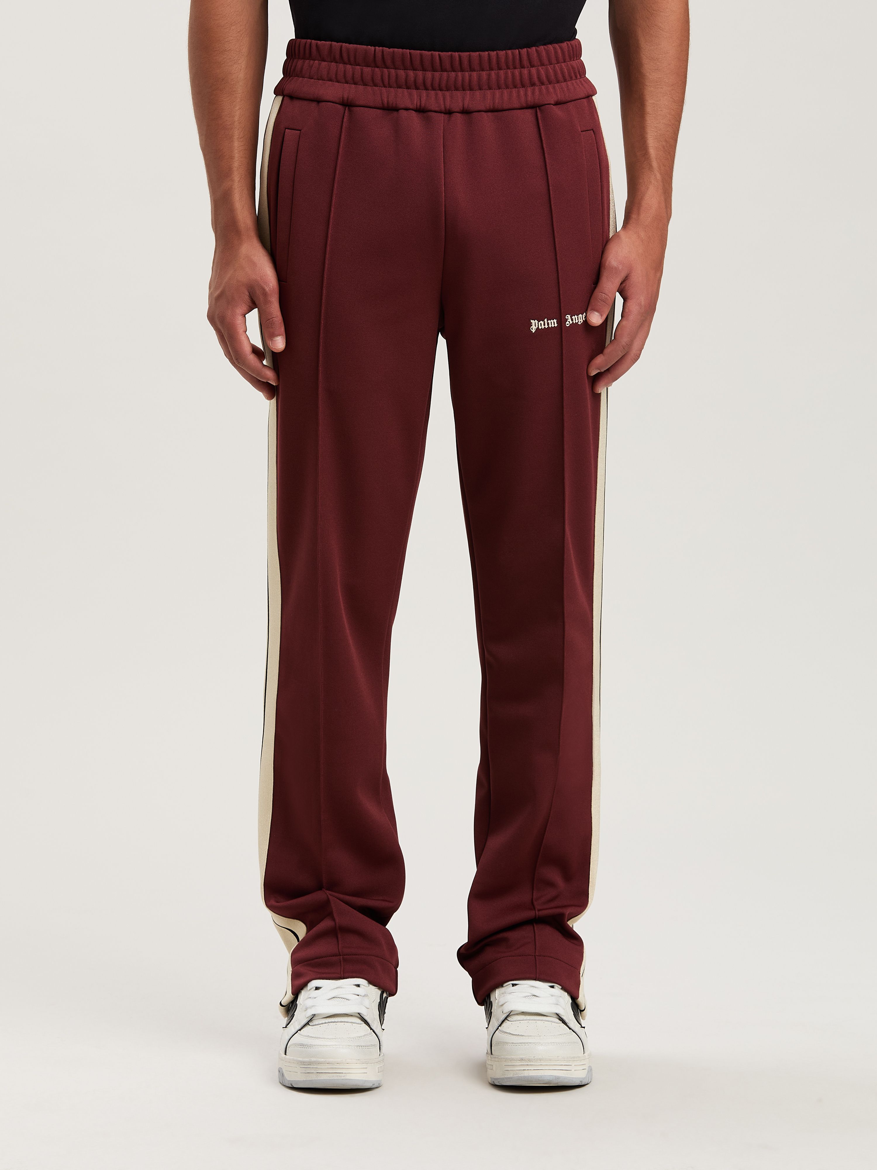 PALM ANGELS  Trainingshose mit gesticktem Logo BURGUNDY - OFF WHITE PMCJ020S25FAB001