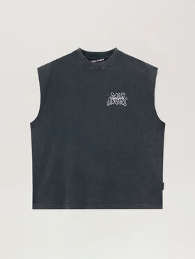 PALM ANGELS Palm Leaf Distressed Tank BLACK MULTICOLOR PMAC00BS26JER001