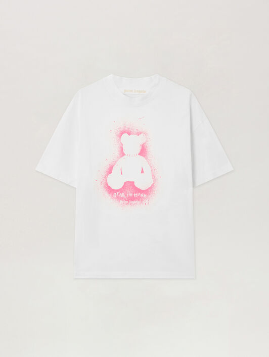 Spray Bear Loose T-Shirt PALM ANGELS Spray Bear Loose T-Shirt OFF WHITE - FUCHSIA FLUO PWAA07BF25JER005