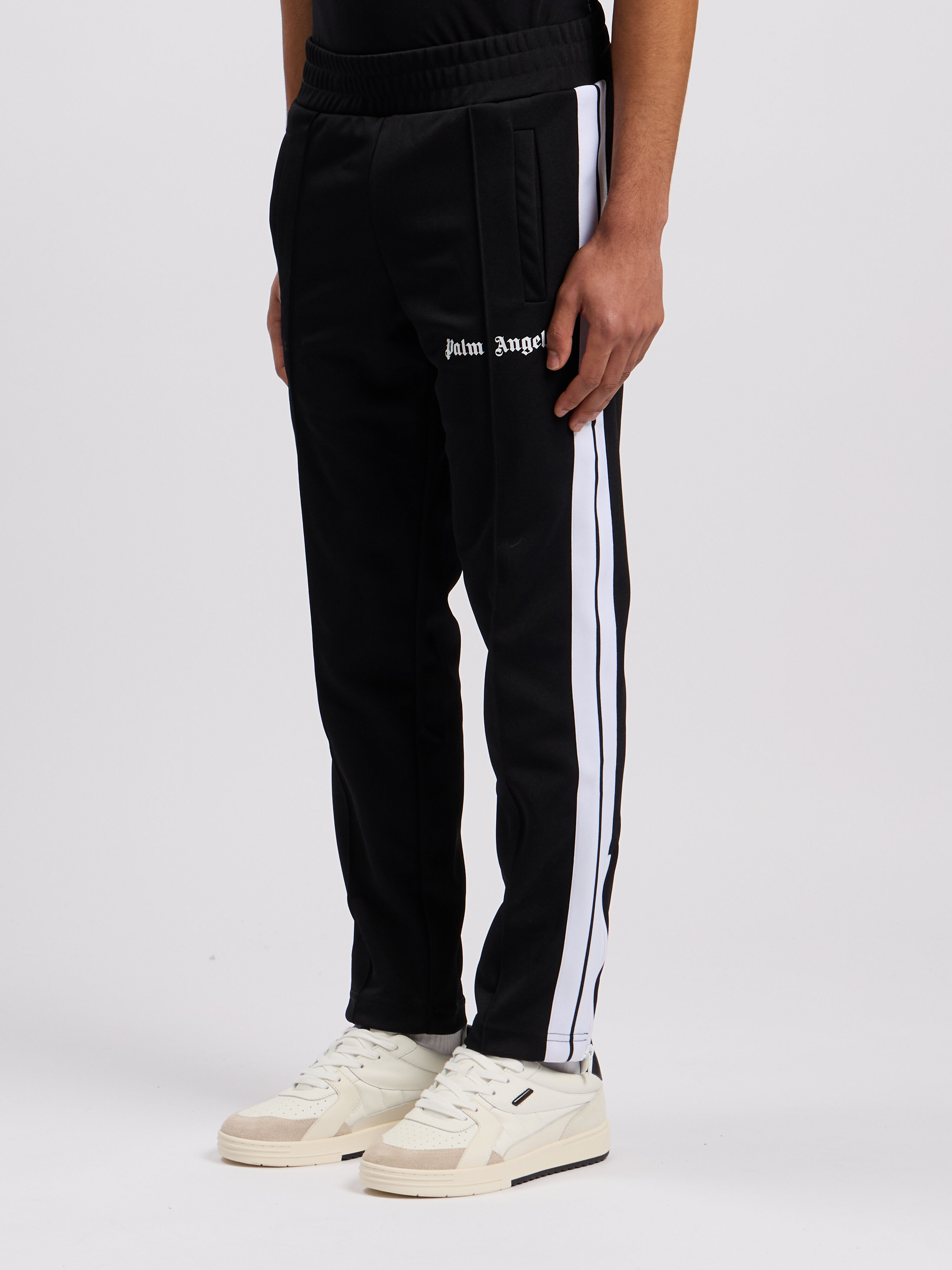 PALM ANGELS Slim Track Pants BLACK WHITE PMCJ005C99FAB002