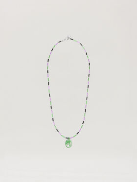 PALM ANGELS Oval Beads Necklace GREEN - VIOLET PMOB12IF25MAT001