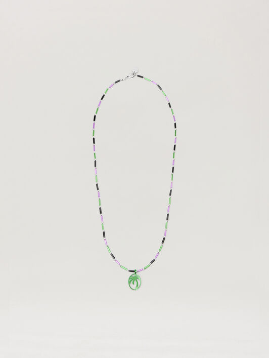 Oval Beads Necklace PALM ANGELS Oval Beads Necklace GREEN - VIOLET PMOB12IF25MAT001