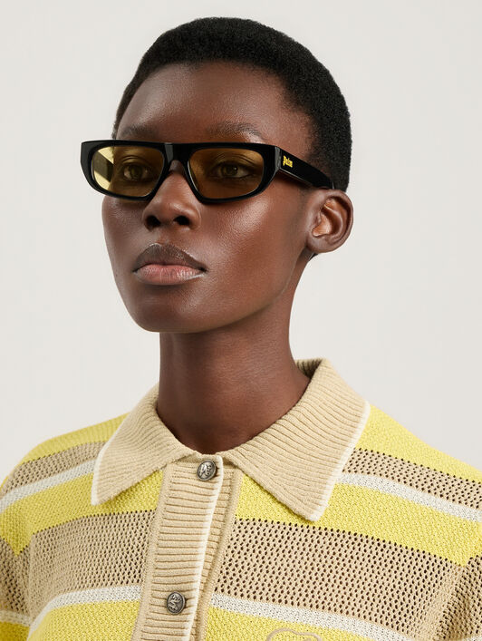 PALM ANGELS Ventura Yellow Lens Sunglasses SHINY BLACK PA1024101854