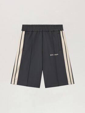 PALM ANGELS Classic Logo Track Shorts DARK GREY OFF WHITE PMCL009S26FAB001