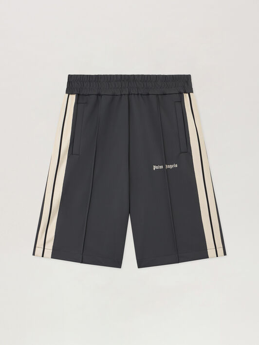PALM ANGELS Classic Logo Track Shorts DARK GREY OFF WHITE PMCL009S26FAB001