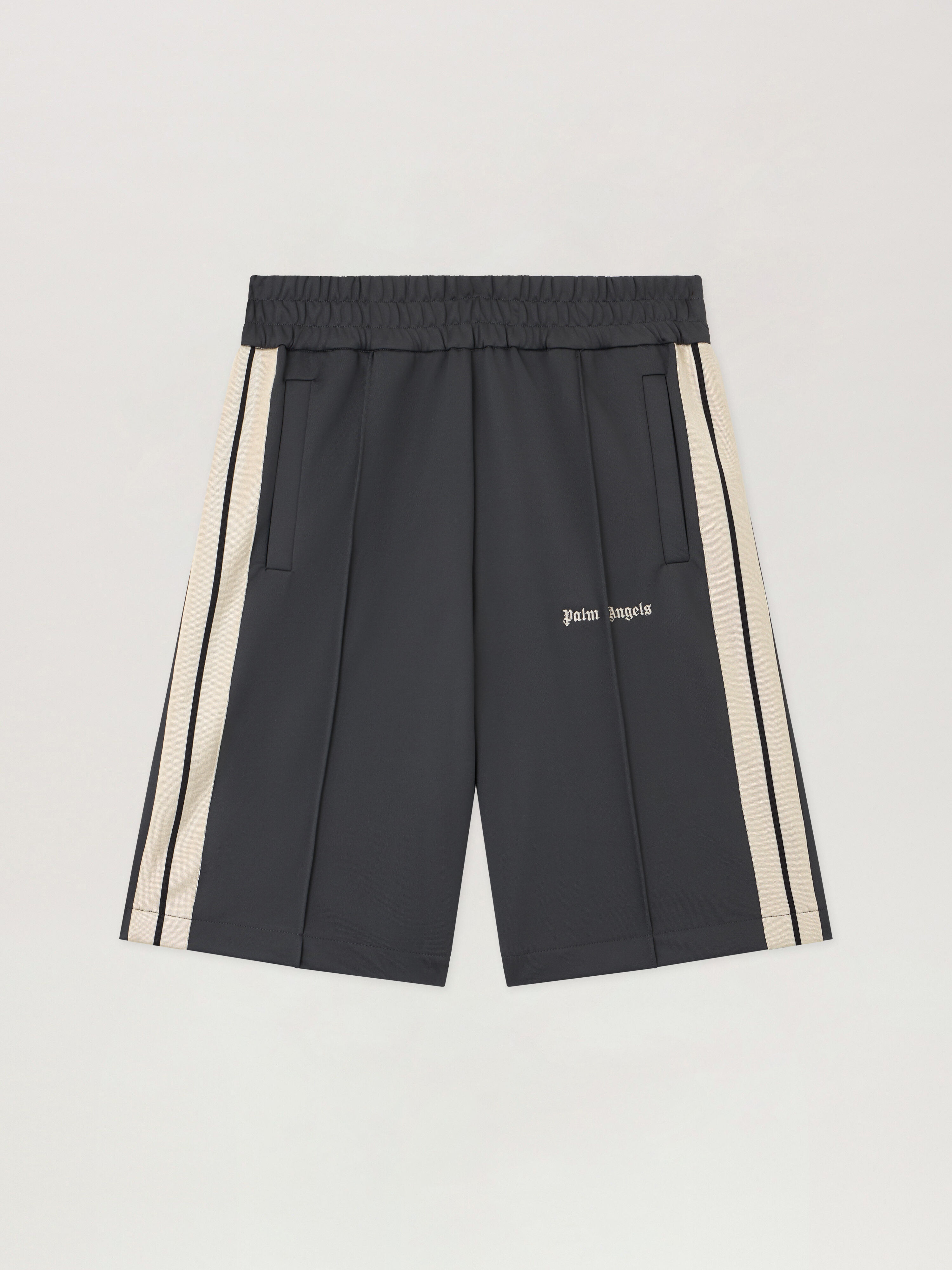 PALM ANGELS Classic Logo Track Shorts DARK GREY OFF WHITE PMCL009S26FAB001