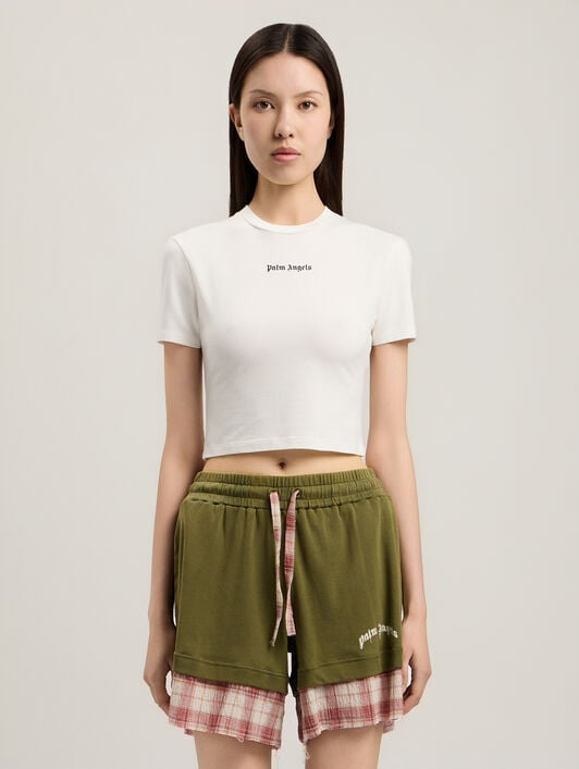 PALM ANGELS Classic Logo Baby T-Shirt OFF WHITE BLACK PWAA077S26JER001