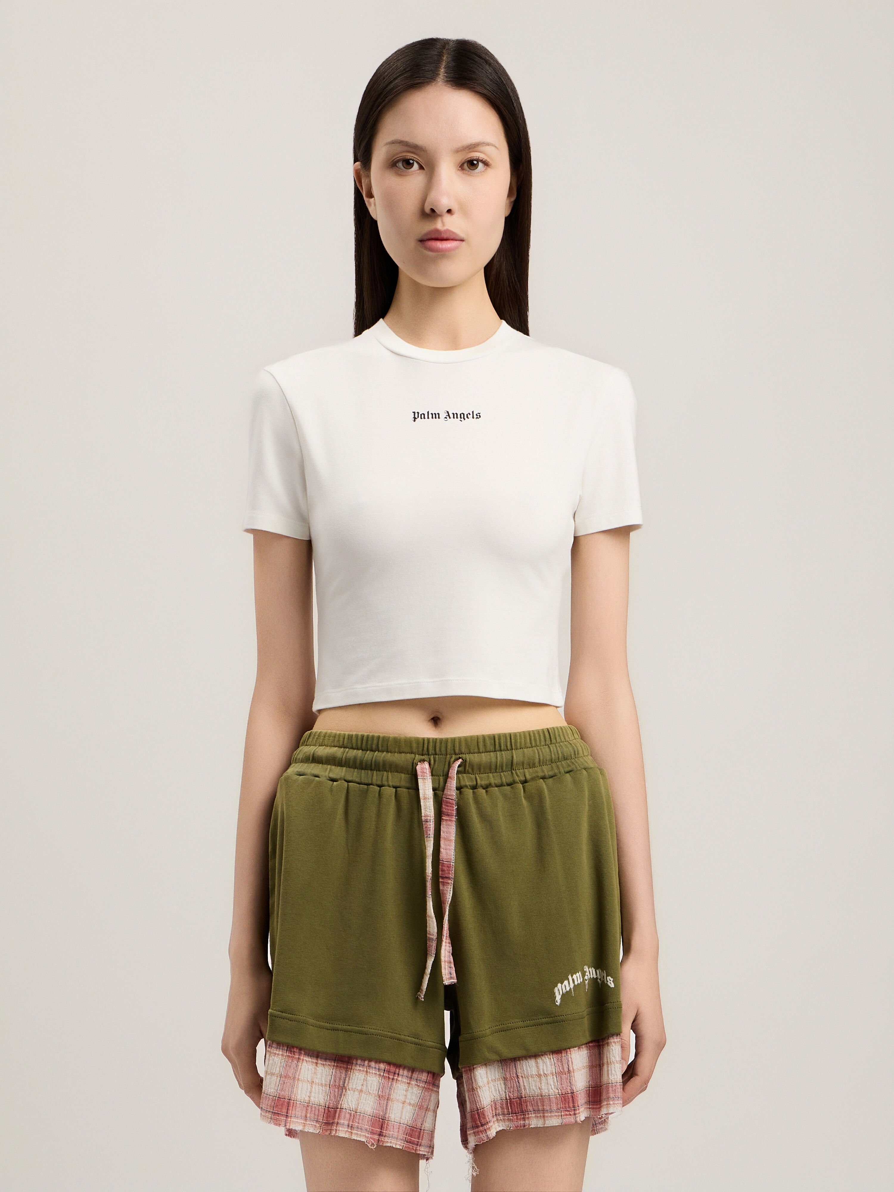 PALM ANGELS Classic Logo Baby T-Shirt OFF WHITE BLACK PWAA077S26JER001