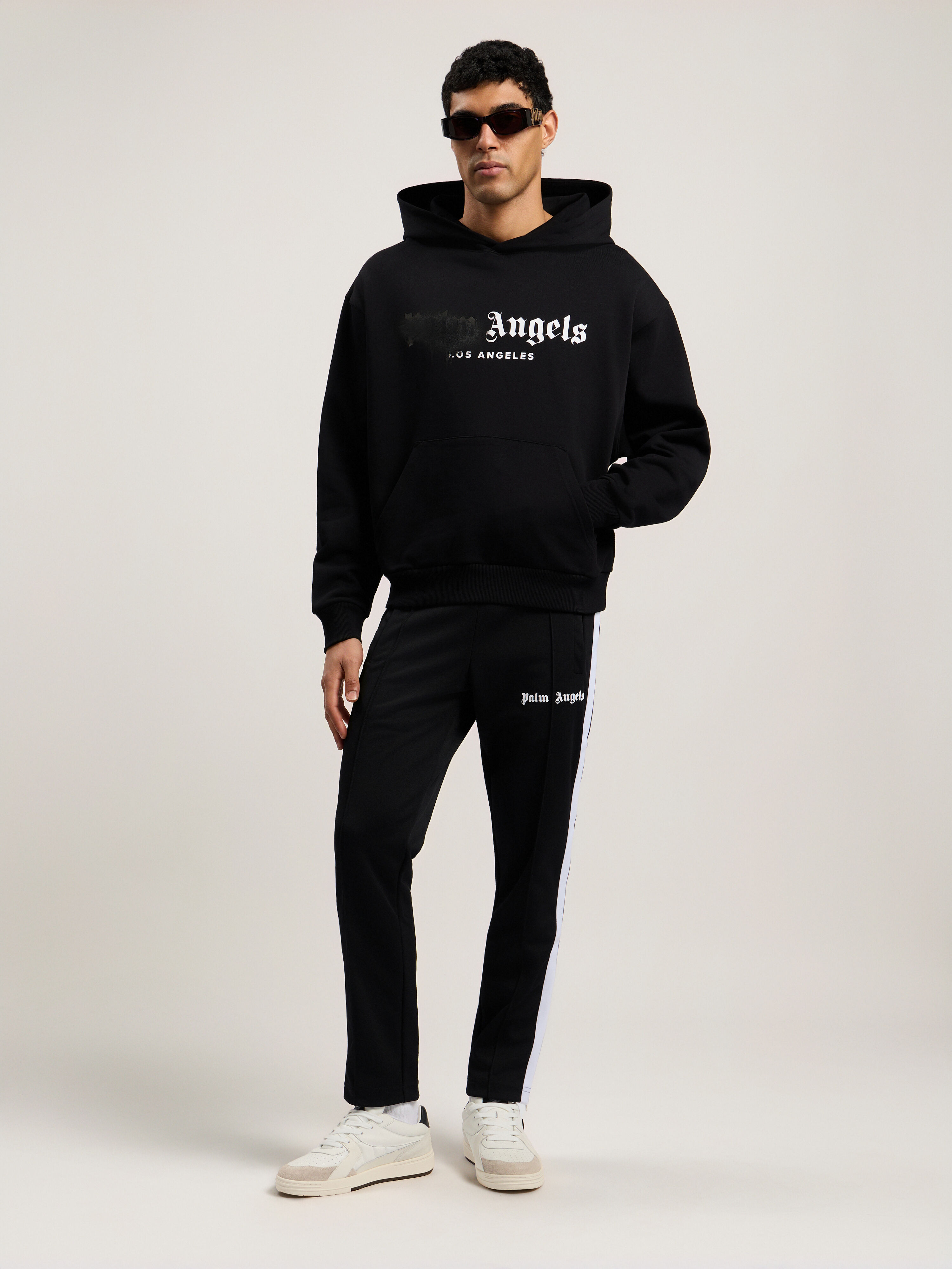 PALM ANGELS Spray City Los Angeles Hoodie Black/Black PMBB17DT26FLE001