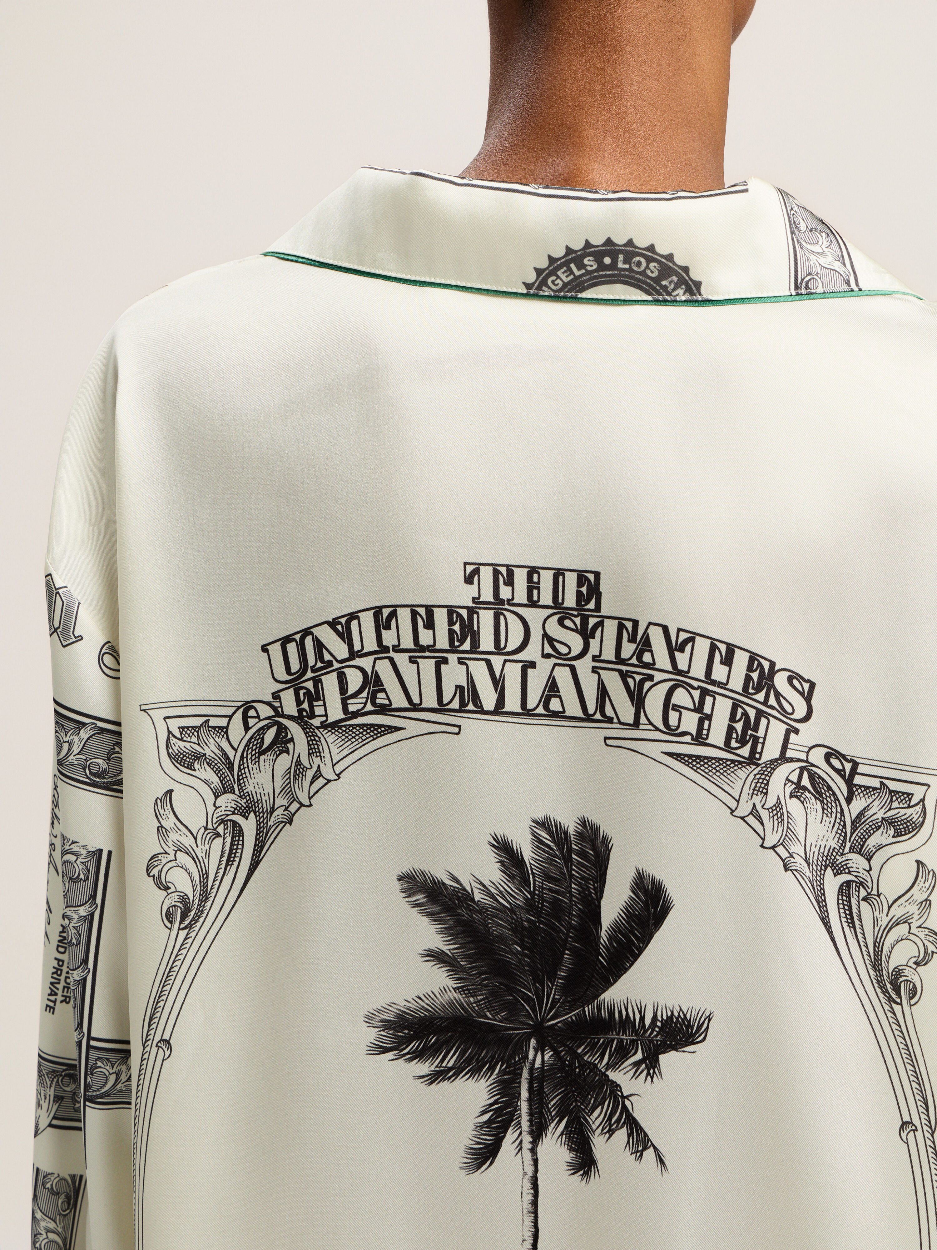 PALM ANGELS Dollar Print Pajama Shirt IVORY - BLACK PWGE025F25FAB001