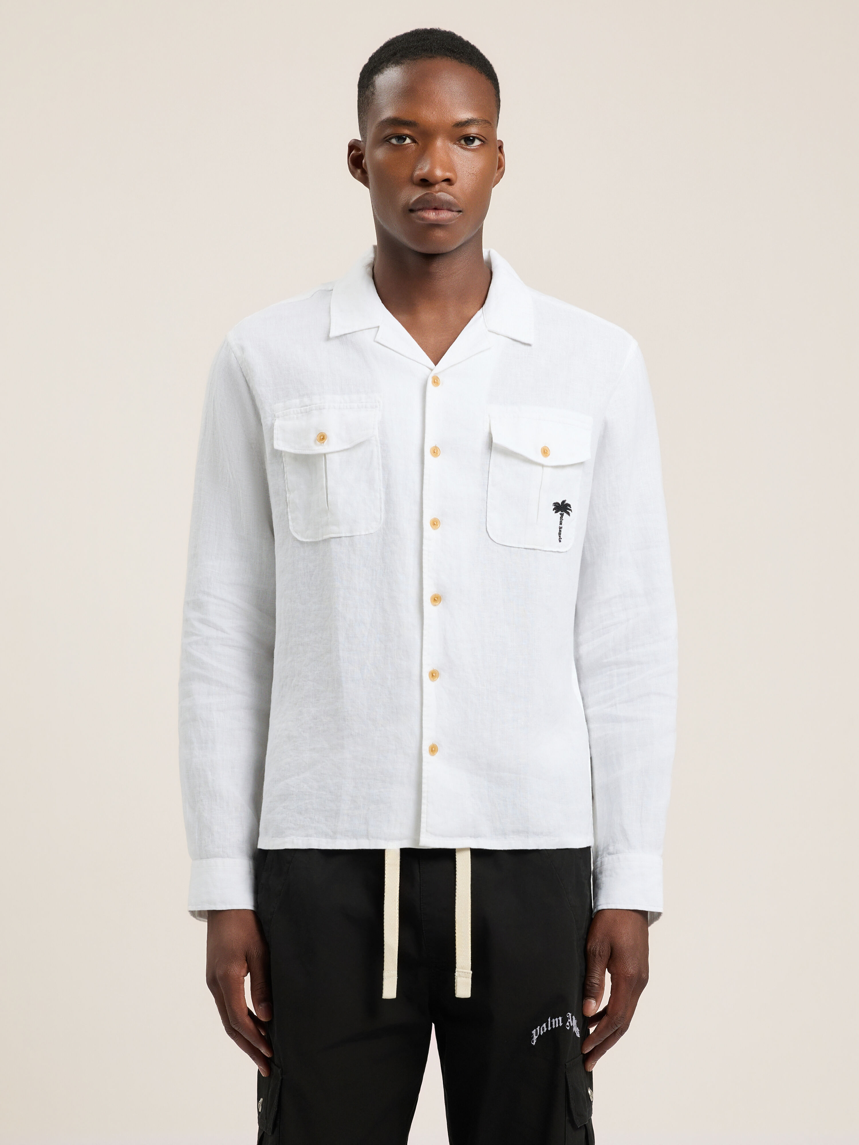 Palm Tree Bowling Shirt PALM ANGELS Palm Tree Bowling Shirt OFF WHITE - BLACK PAMGE003FB002