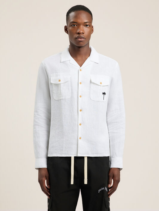 Palm Tree Bowling Shirt PALM ANGELS Palm Tree Bowling Shirt OFF WHITE - BLACK PAMGE003FB002