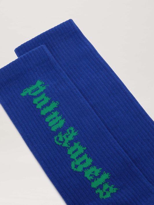 LOGO FLAMES SOCKS PALM ANGELS LOGO FLAMES SOCKS BLUE PMRA001S25FAB003