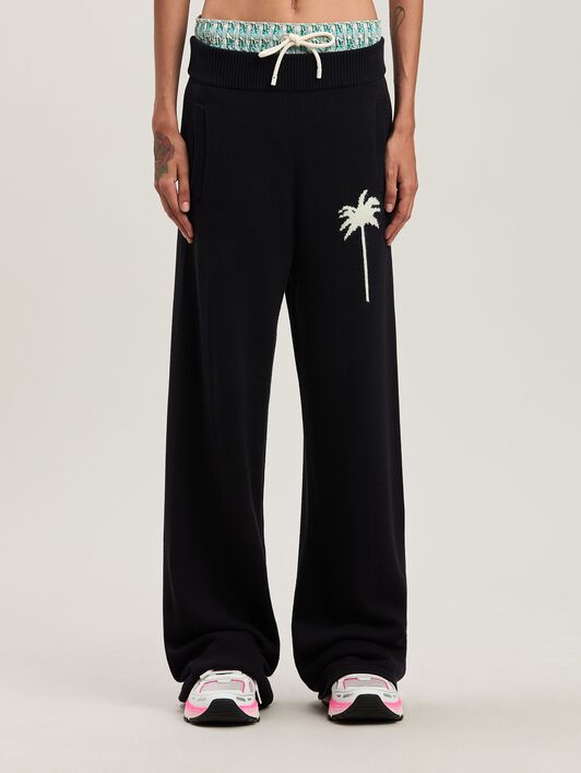 PALM ANGELS  Palm Inlay Track knit pants BLACK - OFF WHITE PWHG035S25KNI001