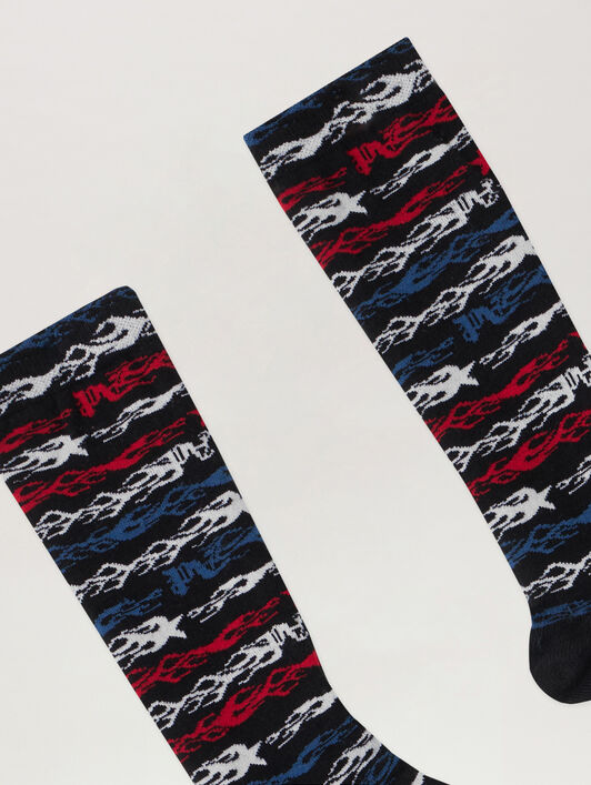 Flames Flag Jacquard Socks PALM ANGELS Flames Flag Jacquard Socks BLACK - MULTICOLOR PMRA00BF25FAB001