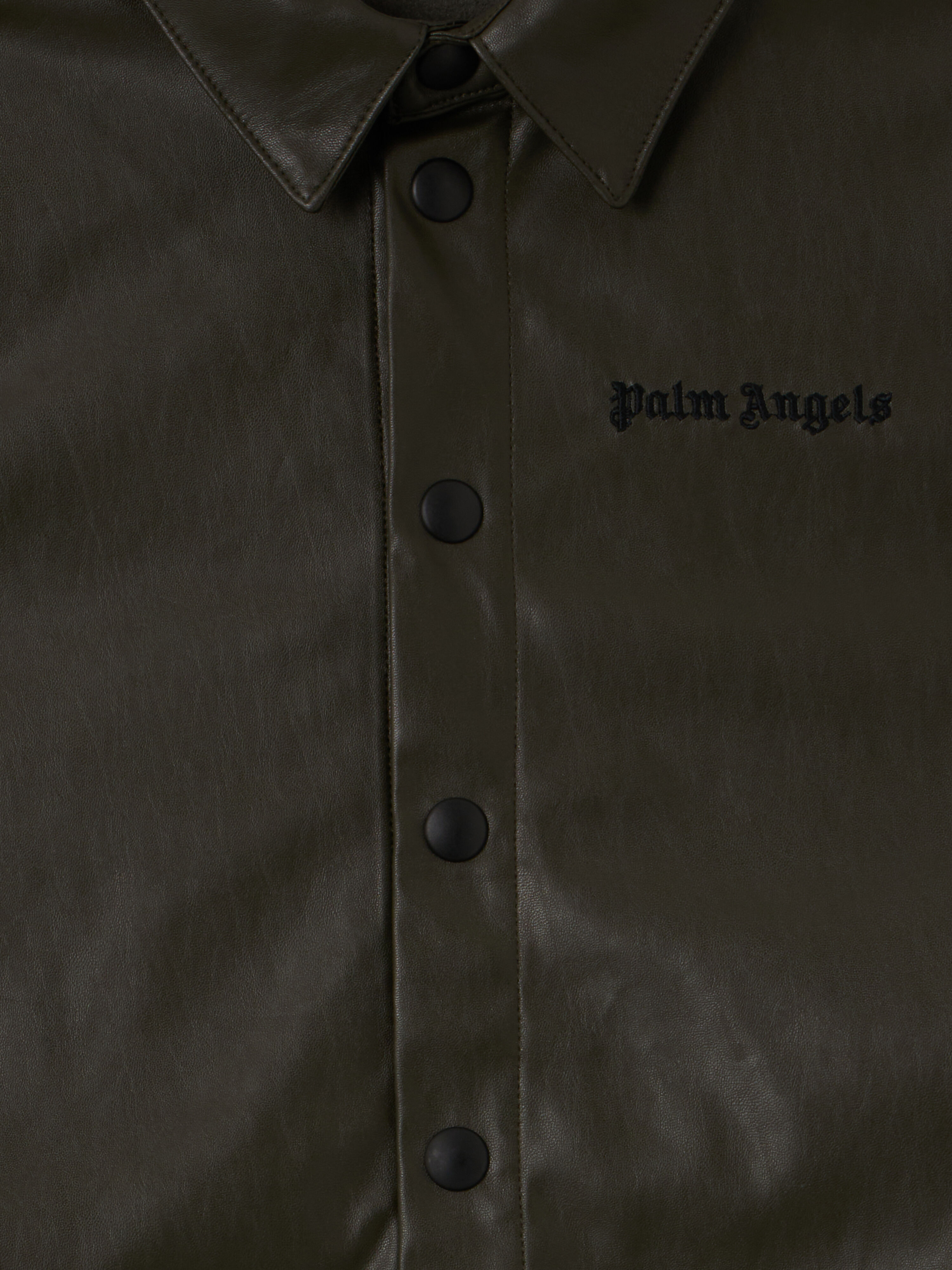 PALM ANGELS Pa Coated Track Shirt MILITARY GREEN - BLACK PBGA009F25FAB001